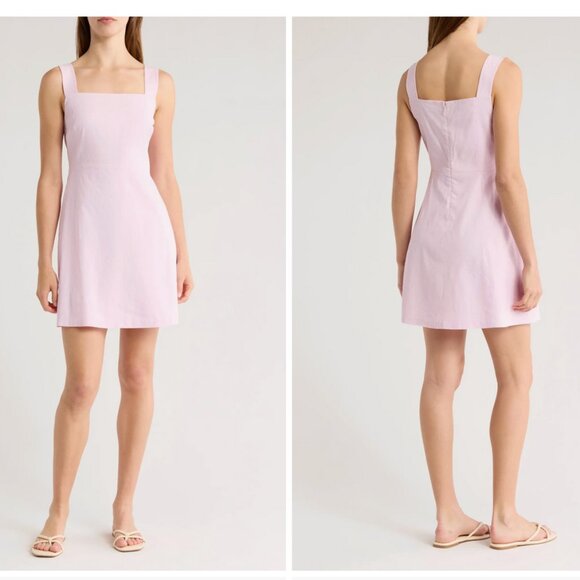 Theory Dresses & Skirts - Square Neck Linen Blend Fit & Flare Minidress